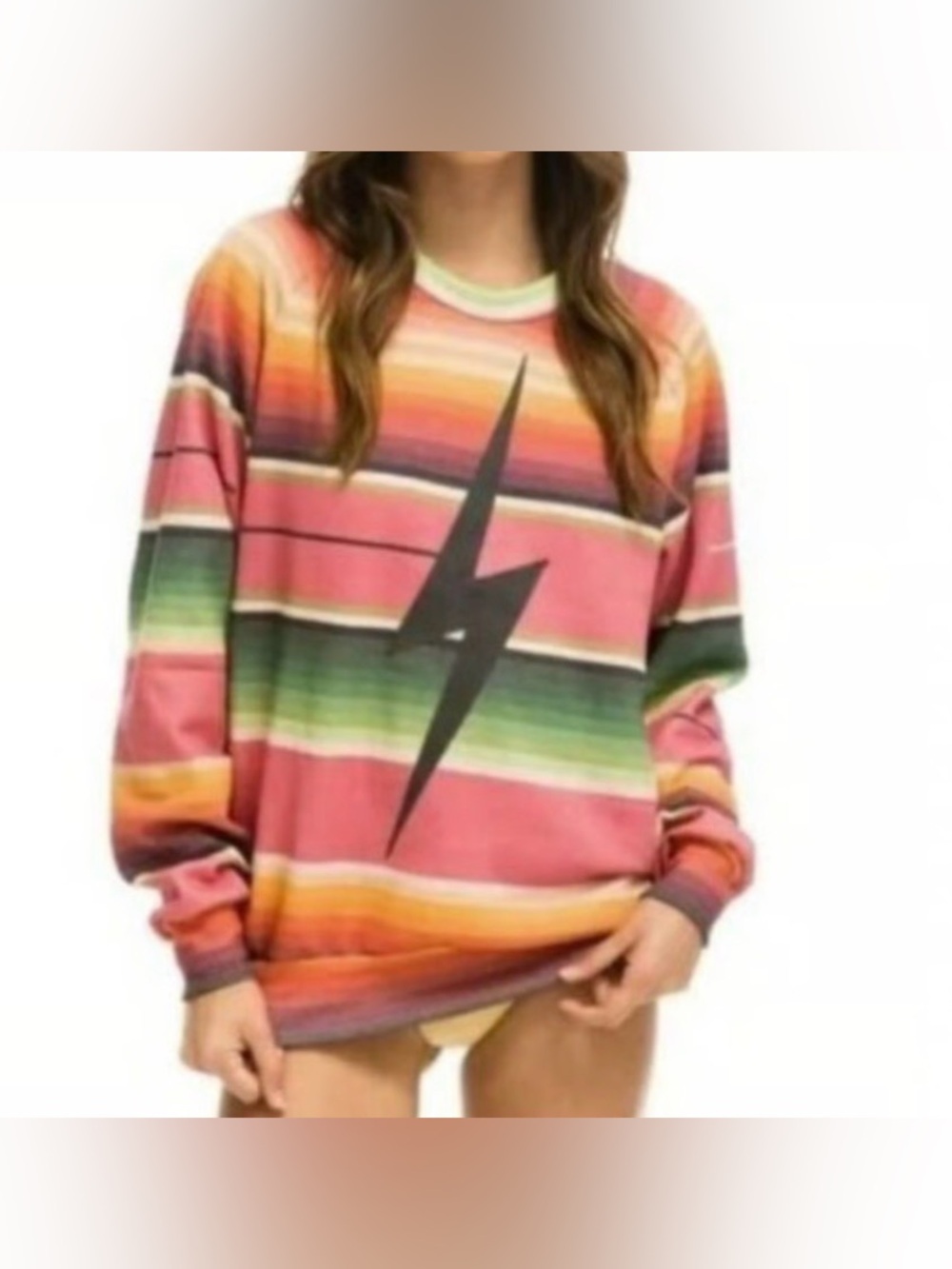 #592 Aviator Nation Serape Bolt Stitch Sweatshirt, Pink Size S
